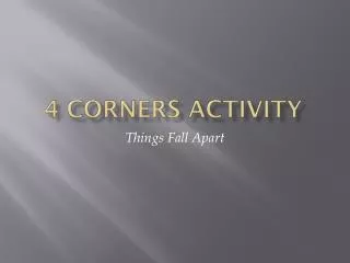 4 Corners activity