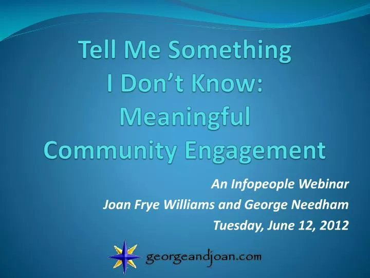 tell me something i don t know meaningful community engagement