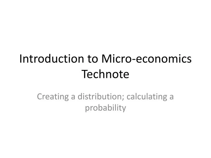 introduction to micro economics technote