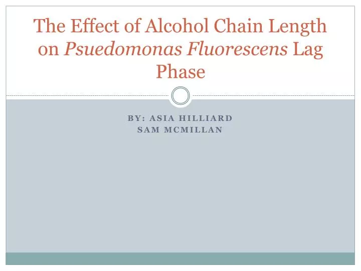 the effect of alcohol chain length on psuedomonas fluorescens lag phase