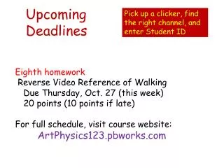 Upcoming Deadlines