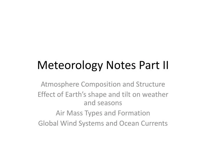 meteorology notes part ii