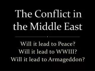 The Conflict in the Middle East