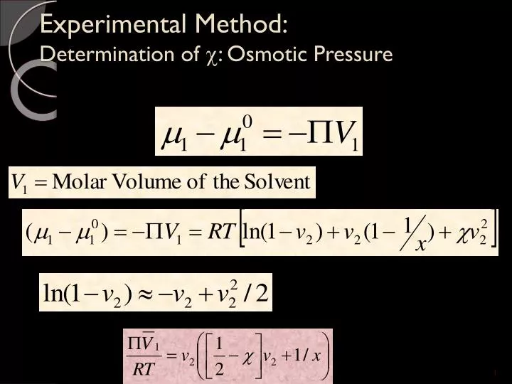 experimental method determination of osmotic pressure
