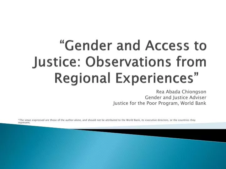 gender and access to justice observations from regional experiences