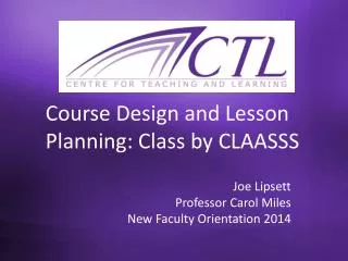 Course Design and Lesson Planning : Class by CLAASSS