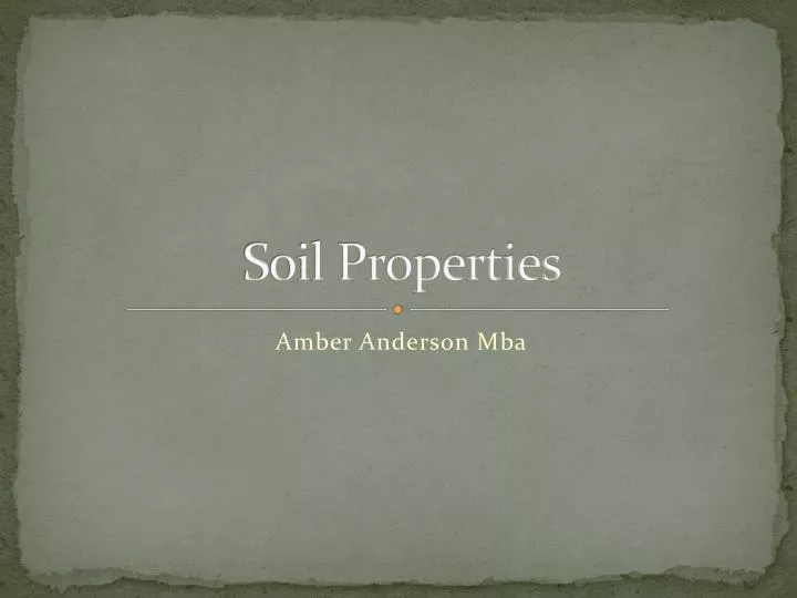 soil properties