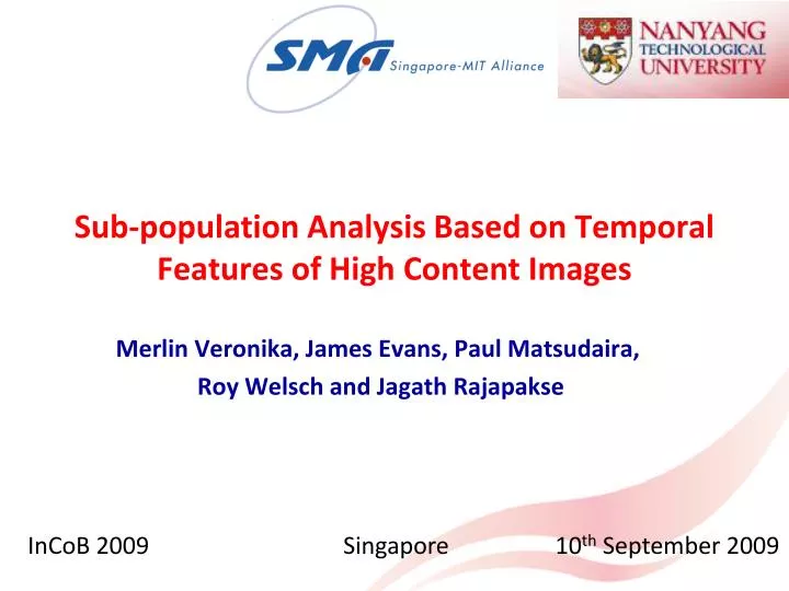 sub population analysis based on temporal features of high content images