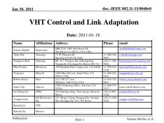 VHT Control and Link Adaptation