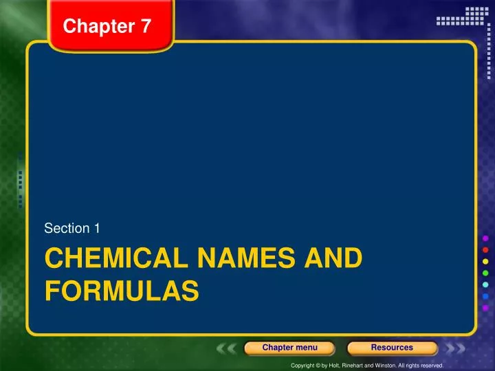 chemical names and formulas