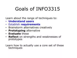 Goals of INFO3315