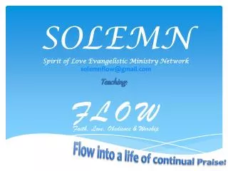 SOLEMN Spirit of Love Evangelistic Ministry Network solemnflow@gmail