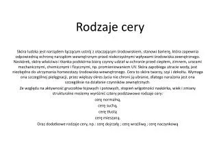 rodzaje cery