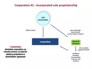 Corporation #1: incorporated sole proprietorship