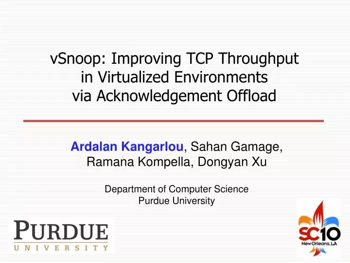 vsnoop improving tcp throughput in virtualized environments via acknowledgement offload