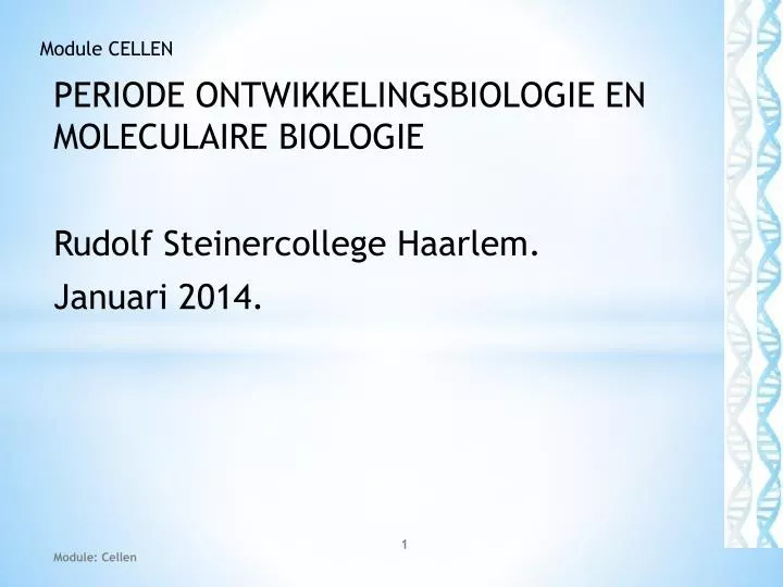 periode ontwikkelingsbiologie en moleculaire biologie rudolf steinercollege haarlem januari 2014