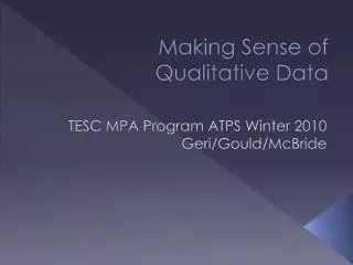 Making Sense of Qualitative Data