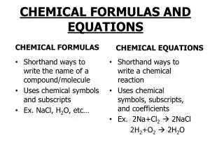 CHEMICAL FORMULAS AND EQUATIONS