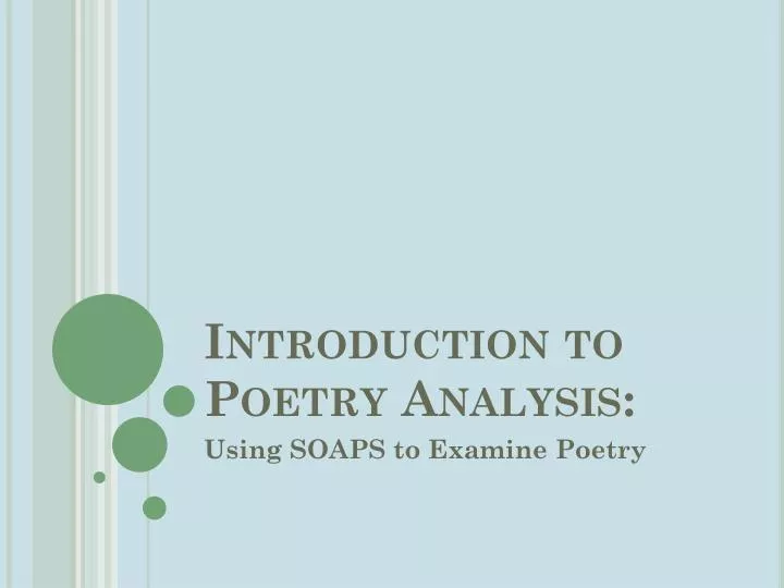introduction to poetry analysis
