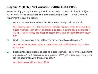 Daily quiz-29 (11/17): Print your name and ID in BLOCK letters .