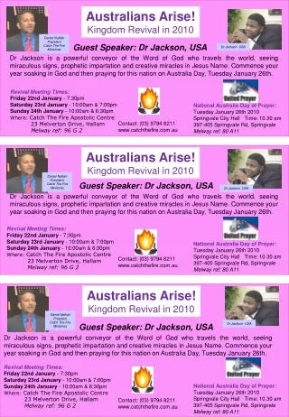 Australians Arise! Kingdom Revival in 2010