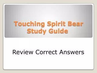 Touching Spirit Bear Study Guide