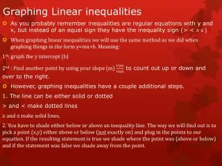 Graphing Linear inequalities