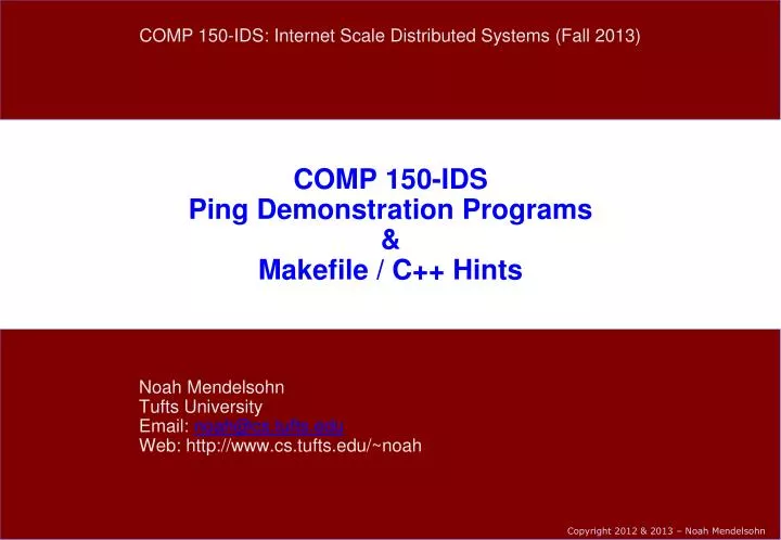 comp 150 ids ping demonstration programs makefile c hints