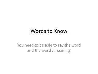 words to know