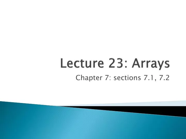lecture 23 arrays
