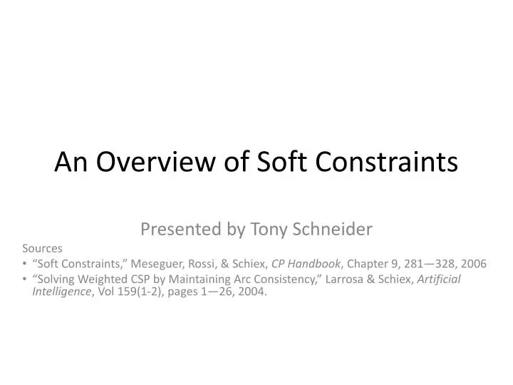 an overview of soft constraints