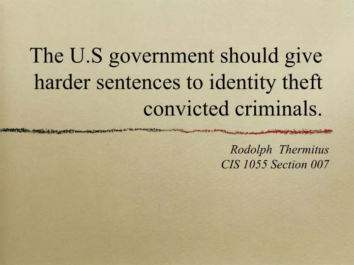 the u s government should give harder sentences to identity theft convicted criminals