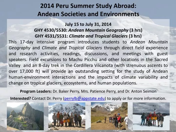 2014 peru summer study abroad andean societies and environments