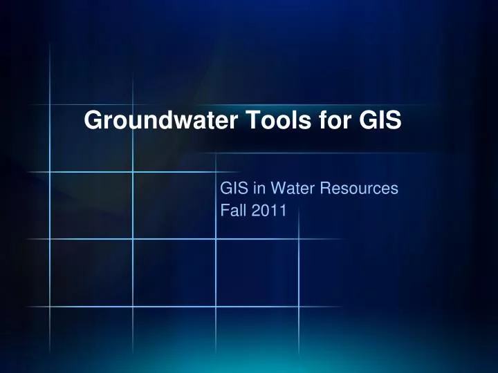 groundwater tools for gis