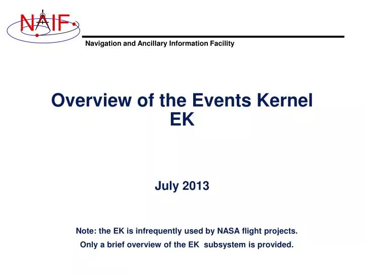 overview of the events kernel ek