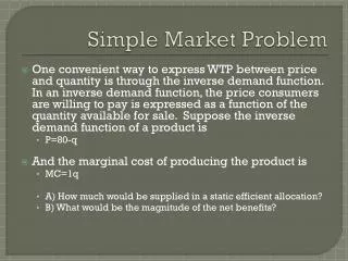 Simple Market Problem