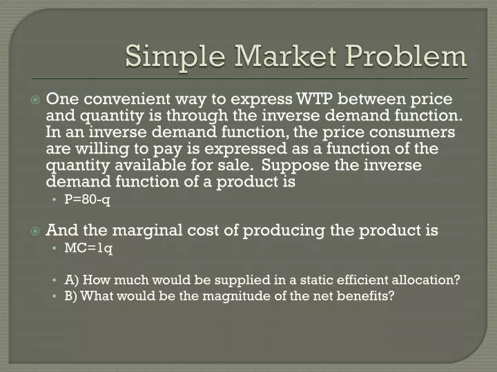 simple market problem