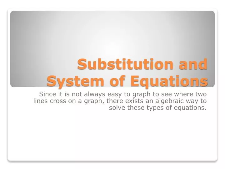 substitution and system of equations