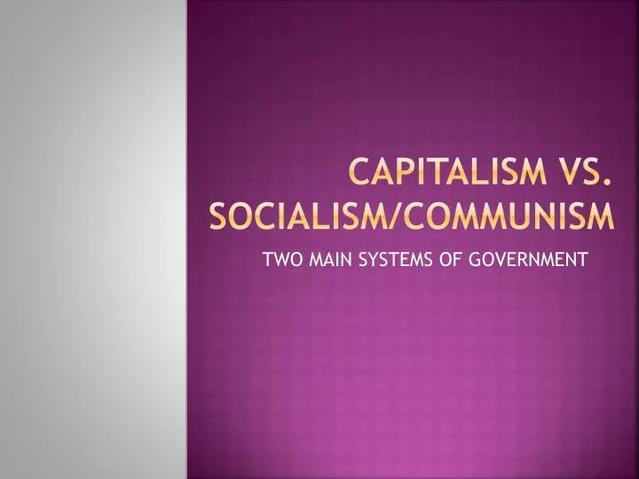 capitalism vs socialism communism