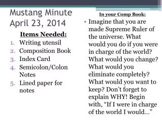 Mustang Minute April 23, 2014