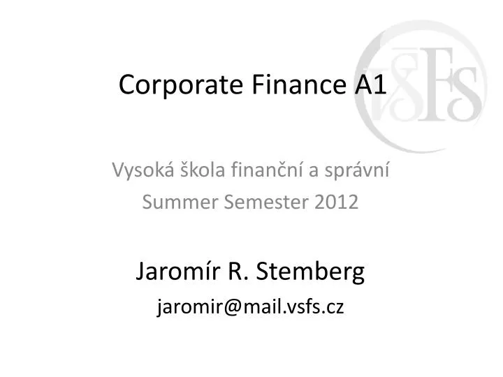 corporate finance a1