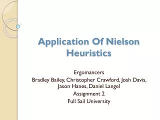 Application Of Nielson Heuristics