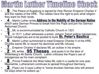 Martin Luther Timeline Check