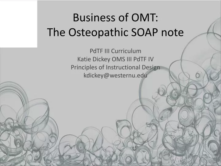 business of omt the osteopathic soap note