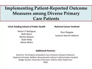 Implementing Patient-Reported Outcome Measures among Diverse Primary Care Patients
