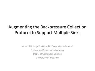 Augmenting the Backpressure Collection Protocol to Support Multiple Sinks