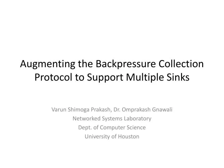 augmenting the backpressure collection protocol to support multiple sinks