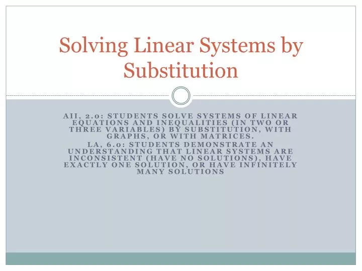 solving linear systems by substitution