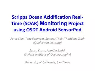 Scripps Ocean Acidification Real-Time (SOAR) Monitoring Project using OSDT Android SensorPod