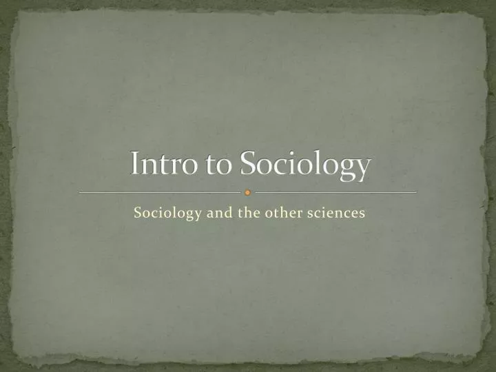 intro to sociology